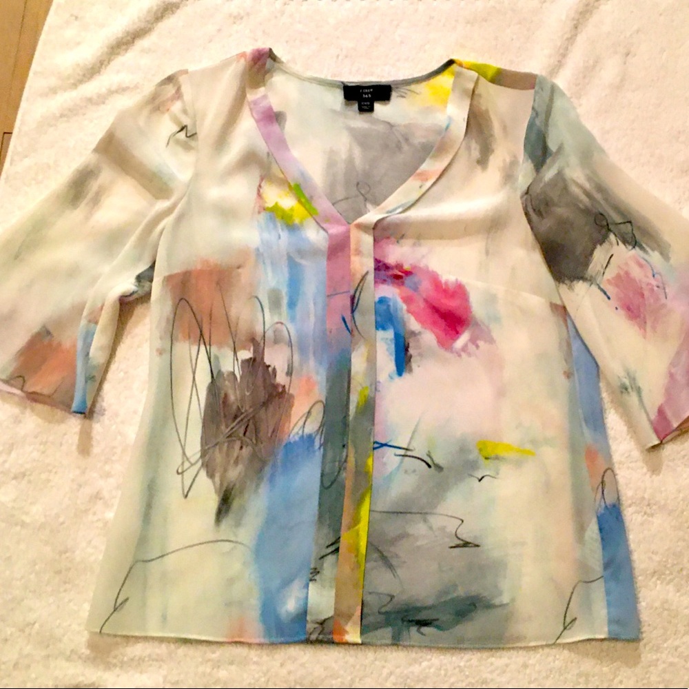 JCREW, funky print blouse